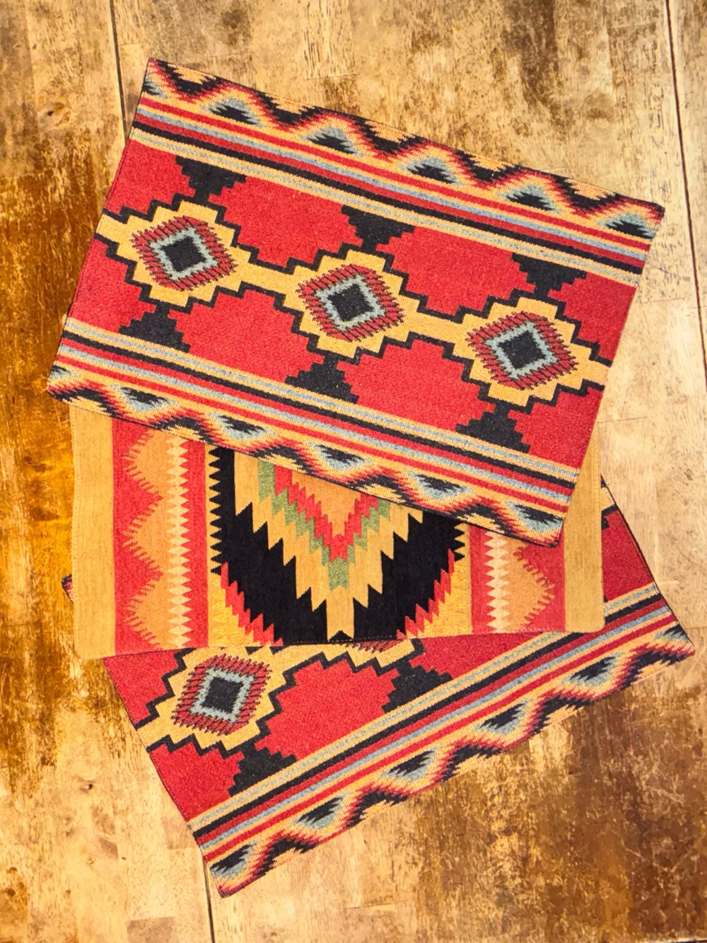 Set of 3 Southwestern Aztec Placemats 13x19 Woven Rustic Western Decor